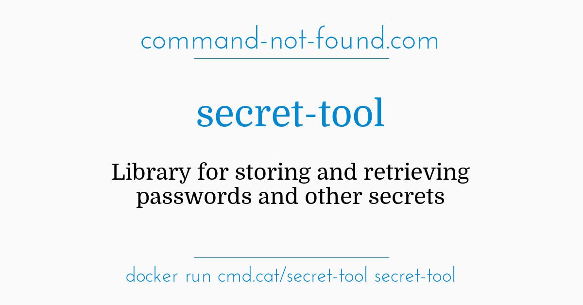 Command Not Found Com Secret Tool